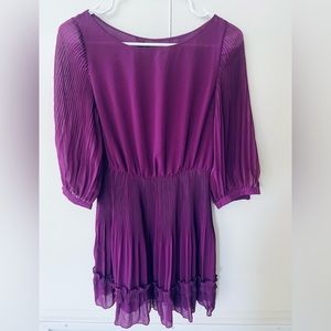 Topshop Vintage Eggplant Purple Sheer Chiffon Pleated Drape Mini Grecian Dress 4